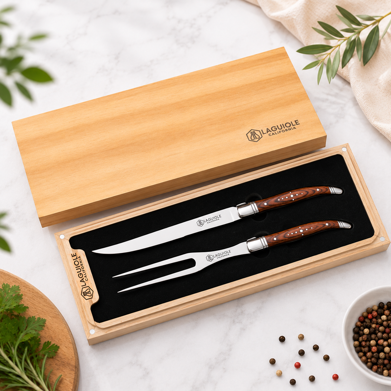 Carving Knife & Fork Set Rosewood