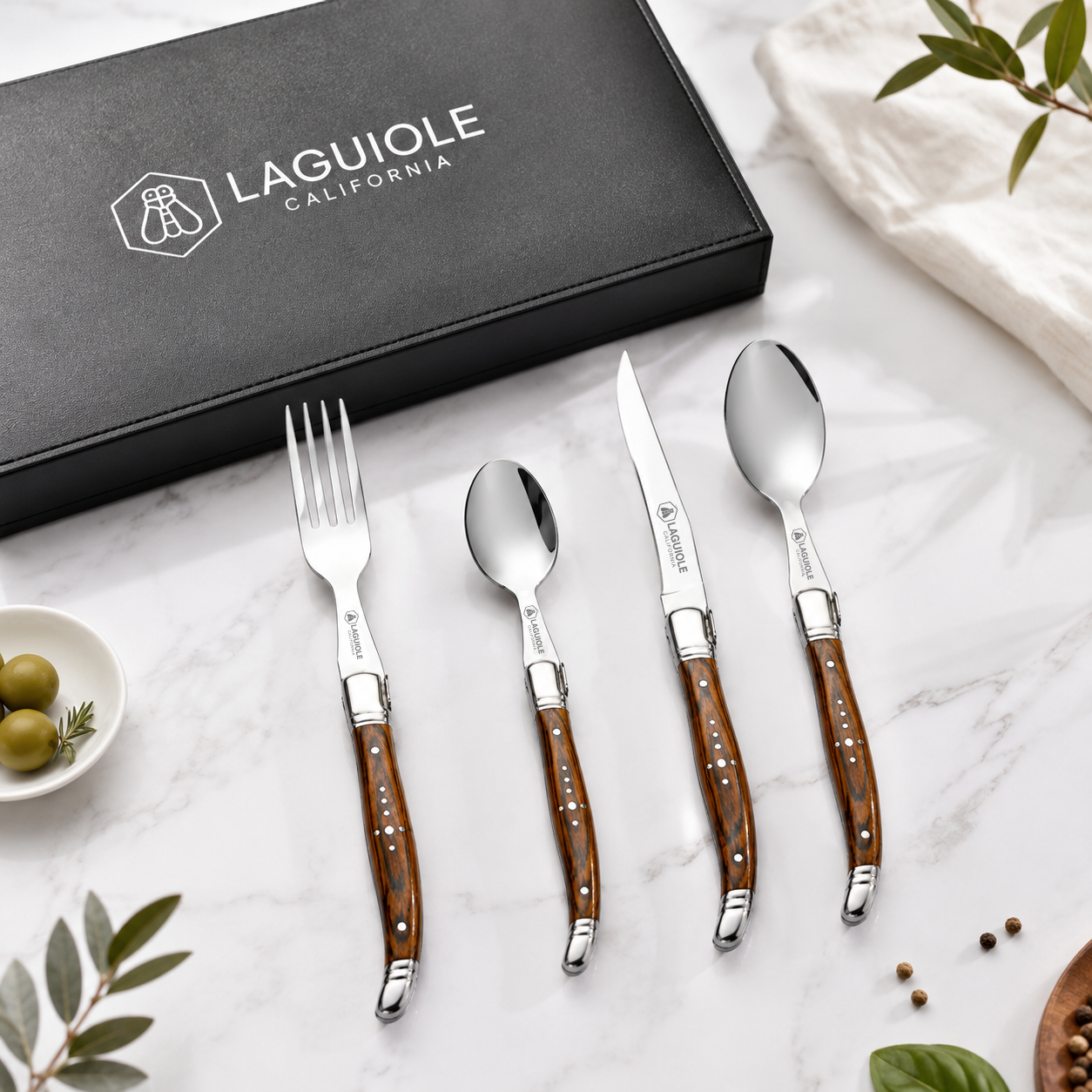 Laguiole Flatware Set Rosewood (24 Piece) – Laguiole California